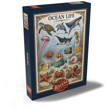 Darstellung des Puzzle Motivs Ocean Life Vintage Art Poster 1000 Puzzle Schachtel Ansicht2