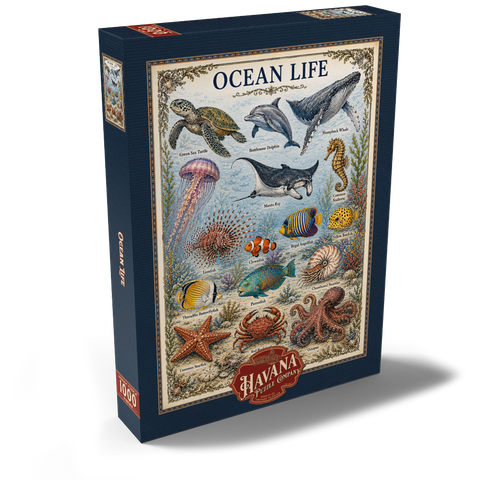 Darstellung des Puzzle Motivs Ocean Life Vintage Art Poster Ocean Life Vintage Art Poster 1000 Puzzle Schachtel Ansicht2