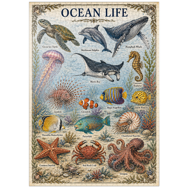 Darstellung des Puzzle Motivs puzzleplate Ocean Life Vintage Art Poster 1000 Puzzle