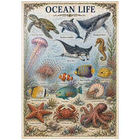Darstellung des Puzzle Motivs Ocean Life Vintage Art Poster puzzleplate Ocean Life Vintage Art Poster 1000 Puzzle