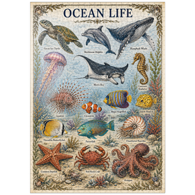 Darstellung des Puzzle Motivs Ocean Life Vintage Art Poster - Puzzleteile: 1000