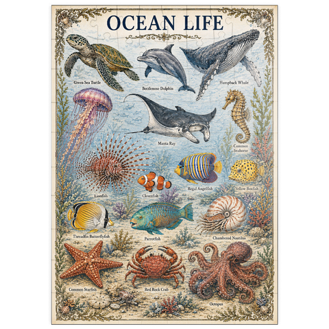 Darstellung des Puzzle Motivs Ocean Life Vintage Art Poster puzzleplate Ocean Life Vintage Art Poster 100 Puzzle
