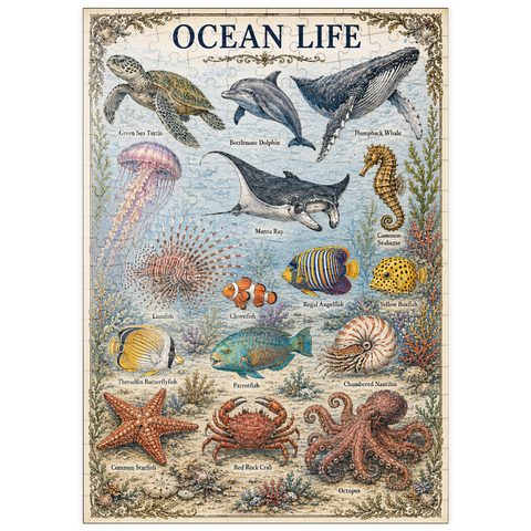 Darstellung des Puzzle Motivs Ocean Life Vintage Art Poster puzzleplate Ocean Life Vintage Art Poster 200 Puzzle