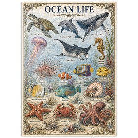 Darstellung des Puzzle Motivs Ocean Life Vintage Art Poster - Puzzleteile: 200