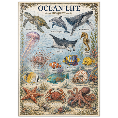 Darstellung des Puzzle Motivs Ocean Life Vintage Art Poster puzzleplate Ocean Life Vintage Art Poster 500 Puzzle