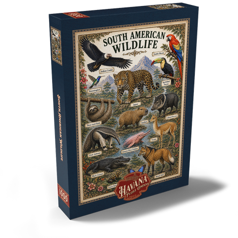 Darstellung des Puzzle Motivs South American Wildlife Vintage Poster South American Wildlife Vintage Poster 1000 Puzzle Schachtel Ansicht2