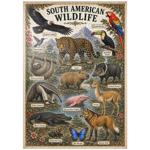 Darstellung des Puzzle Motivs South American Wildlife Vintage Poster puzzleplate South American Wildlife Vintage Poster 1000 Puzzle