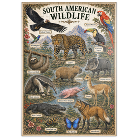 Darstellung des Puzzle Motivs South American Wildlife Vintage Poster - Puzzleteile: 100