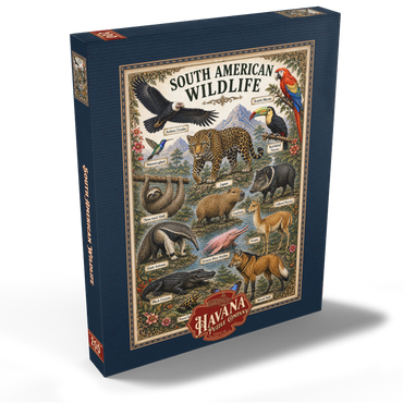 Darstellung des Puzzle Motivs South American Wildlife Vintage Poster 200 Puzzle Schachtel Ansicht2
