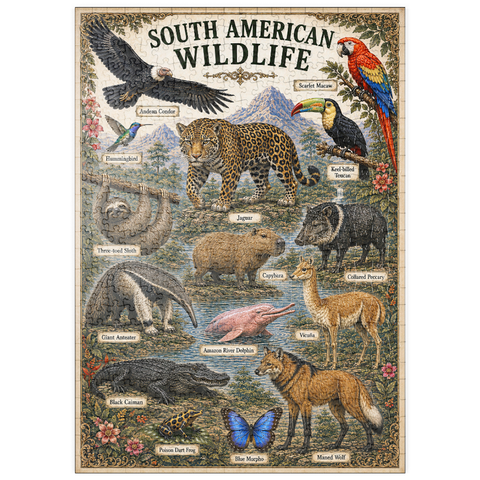 Darstellung des Puzzle Motivs South American Wildlife Vintage Poster puzzleplate South American Wildlife Vintage Poster 500 Puzzle