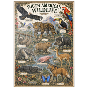 Darstellung des Puzzle Motivs South American Wildlife Vintage Poster - Puzzleteile: 500