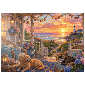 Darstellung des Puzzle Motivs Beach House Shell Porch - Puzzleteile: 1000