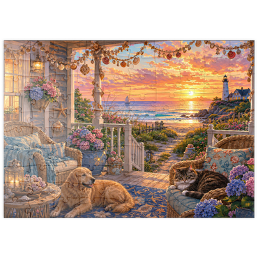 Darstellung des Puzzle Motivs puzzleplate Beach House Shell Porch 100 Puzzle