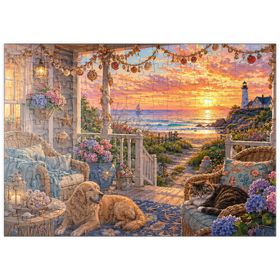 Darstellung des Puzzle Motivs Beach House Shell Porch - Puzzleteile: 200