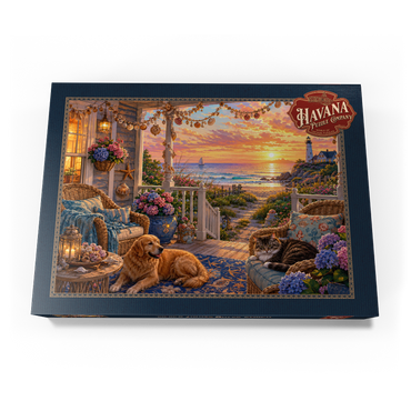 Darstellung des Puzzle Motivs Beach House Shell Porch 500 Puzzle Schachtel Ansicht3