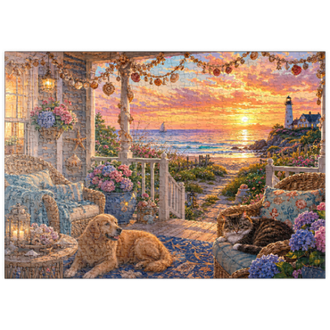 Darstellung des Puzzle Motivs puzzleplate Beach House Shell Porch 500 Puzzle