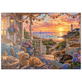 Darstellung des Puzzle Motivs Beach House Shell Porch - Puzzleteile: 500