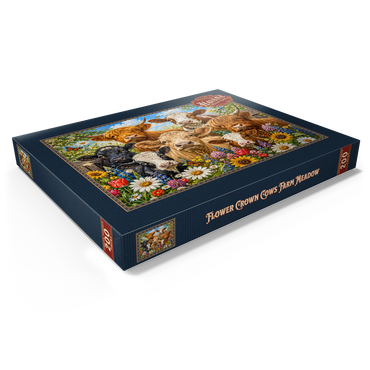 Darstellung des Puzzle Motivs Flower Crown Cows Farm Meadow 200 Puzzle Schachtel Ansicht1