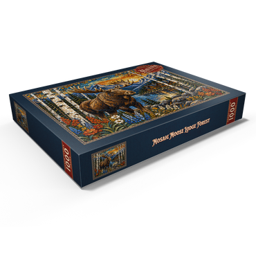 Darstellung des Puzzle Motivs Mosaic Moose Lodge Forest 1000 Puzzle Schachtel Ansicht1