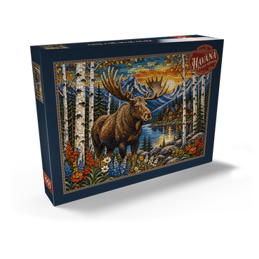Darstellung des Puzzle Motivs Mosaic Moose Lodge Forest 1000 Puzzle Schachtel Ansicht2