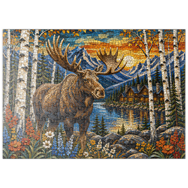Darstellung des Puzzle Motivs puzzleplate Mosaic Moose Lodge Forest 200 Puzzle