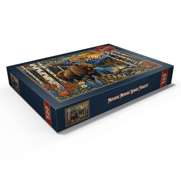 Darstellung des Puzzle Motivs Mosaic Moose Lodge Forest 500 Puzzle Schachtel Ansicht1