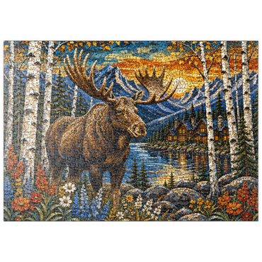 Darstellung des Puzzle Motivs puzzleplate Mosaic Moose Lodge Forest 500 Puzzle