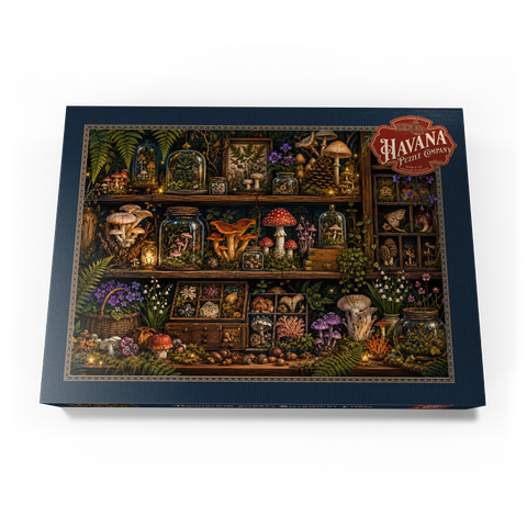 Darstellung des Puzzle Motivs Botanisches Regal „Pilzwald“ Mushroom Forest Botanical Shelf 1000 Puzzle Schachtel Ansicht3