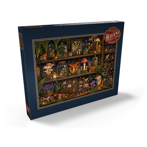 Darstellung des Puzzle Motivs Botanisches Regal „Pilzwald“ Mushroom Forest Botanical Shelf 100 Puzzle Schachtel Ansicht2