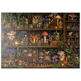 Darstellung des Puzzle Motivs Botanisches Regal „Pilzwald“ - Puzzleteile: 100