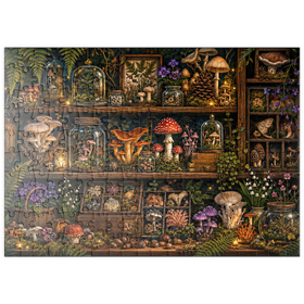 Darstellung des Puzzle Motivs Botanisches Regal „Pilzwald“ - Puzzleteile: 200