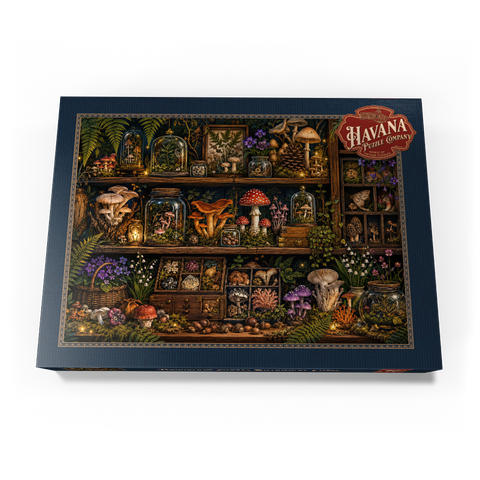 Darstellung des Puzzle Motivs Botanisches Regal „Pilzwald“ Mushroom Forest Botanical Shelf 500 Puzzle Schachtel Ansicht3