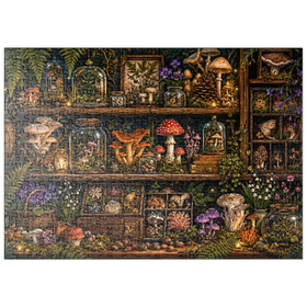 Darstellung des Puzzle Motivs Botanisches Regal „Pilzwald“ - Puzzleteile: 500