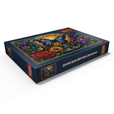 Darstellung des Puzzle Motivs Stained Glass Butterfly Sun Garden 1000 Puzzle Schachtel Ansicht1