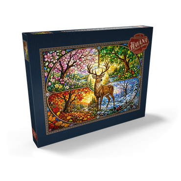 Darstellung des Puzzle Motivs Stained Glass Deer Four Seasons Grove 100 Puzzle Schachtel Ansicht2