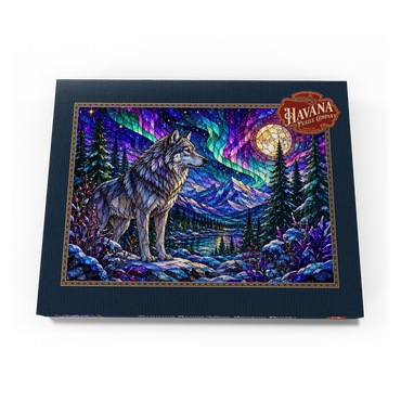 Darstellung des Puzzle Motivs Stained Glass Wolf Aurora Forest 100 Puzzle Schachtel Ansicht3