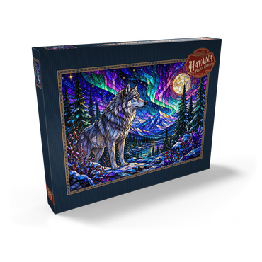 Darstellung des Puzzle Motivs Stained Glass Wolf Aurora Forest 200 Puzzle Schachtel Ansicht2