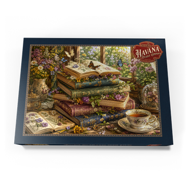 Darstellung des Puzzle Motivs Vintage Wildflower Book Stack 1000 Puzzle Schachtel Ansicht3