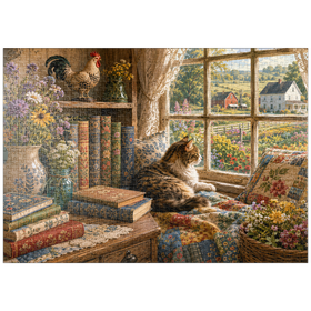 Darstellung des Puzzle Motivs Bücherecke im Wildflower Farmhouse - Puzzleteile: 1000