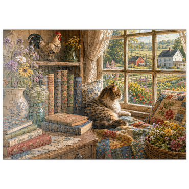 Darstellung des Puzzle Motivs puzzleplate Wildflower Farmhouse Book Corner 200 Puzzle