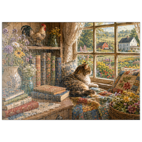 Darstellung des Puzzle Motivs Bücherecke im Wildflower Farmhouse puzzleplate Wildflower Farmhouse Book Corner 200 Puzzle
