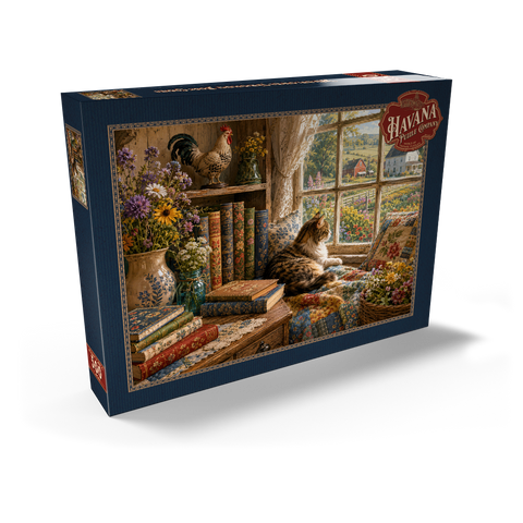Darstellung des Puzzle Motivs Bücherecke im Wildflower Farmhouse Wildflower Farmhouse Book Corner 500 Puzzle Schachtel Ansicht2