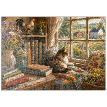 Darstellung des Puzzle Motivs puzzleplate Wildflower Farmhouse Book Corner 500 Puzzle
