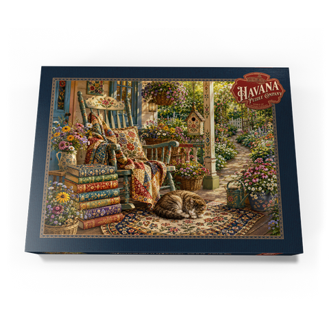 Darstellung des Puzzle Motivs Wildflower Cottage – Bücherveranda Wildflower Cottage Book Porch 1000 Puzzle Schachtel Ansicht3