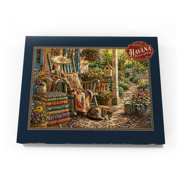 Darstellung des Puzzle Motivs Wildflower Cottage Book Porch 200 Puzzle Schachtel Ansicht3