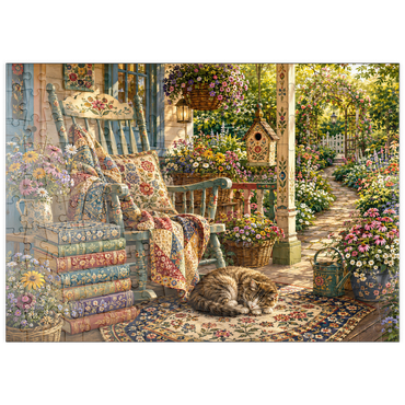 Darstellung des Puzzle Motivs puzzleplate Wildflower Cottage Book Porch 200 Puzzle