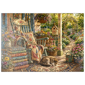 Darstellung des Puzzle Motivs Wildflower Cottage – Bücherveranda - Puzzleteile: 200