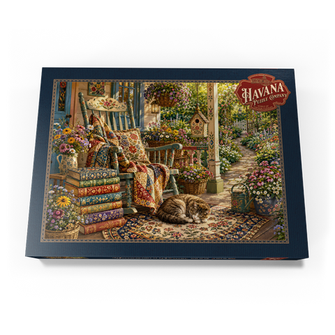 Darstellung des Puzzle Motivs Wildflower Cottage – Bücherveranda Wildflower Cottage Book Porch 500 Puzzle Schachtel Ansicht3