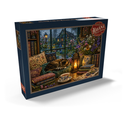 Darstellung des Puzzle Motivs Wildflower-Leseecke – Regentag Wildflower Book Nook Rainy Day 1000 Puzzle Schachtel Ansicht2