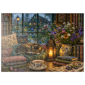 Darstellung des Puzzle Motivs Wildflower-Leseecke – Regentag - Puzzleteile: 100